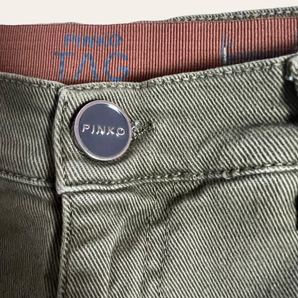 Pinko Green High Rise Gem Embellished Straight Leg Jeans Size 29 - Picture 4 of 11